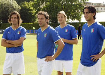 Da sinistra Pirlo, Del Piero, Ambrosini e Aquilani